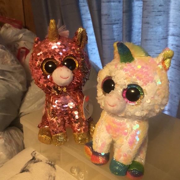(2) Small TY Beanie Baby Unicorn 🦄 Stuffed Toys - Picture 15 of 17